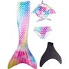 Mermaid Princess Swimsuit 3-Piece Set for Girls with Fishtail and Bikini