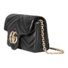 Gucci GG Marmont Black Leather Chevron Quilted Mini Chain Crossbody Bag For Women Daily Use