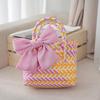Elegant Bowknot Accent Basket for Weddings Holiday Gatherings and Travel Uses