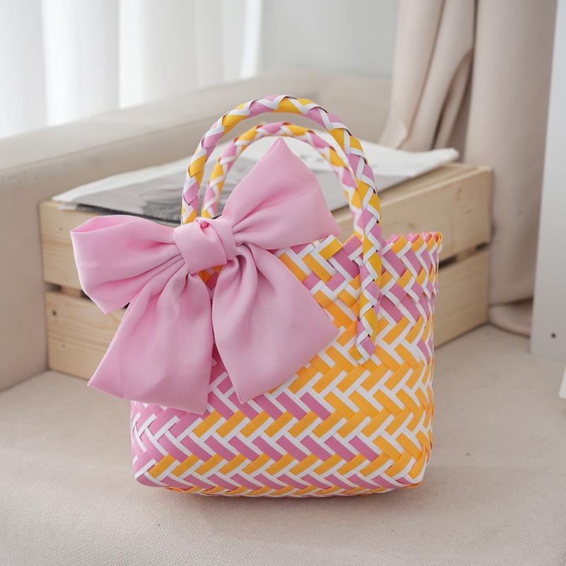 Elegant Bowknot Accent Basket for Weddings Holiday Gatherings and Travel Uses