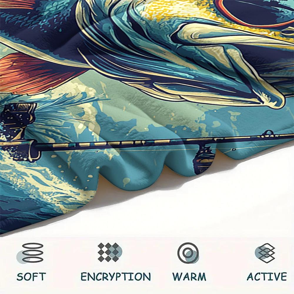 Fish Print Flannel Blanket, High Quality Comfortable for All Seasons, Home Decor, Warmth and Comfort, Perfect for Christmas Gifts