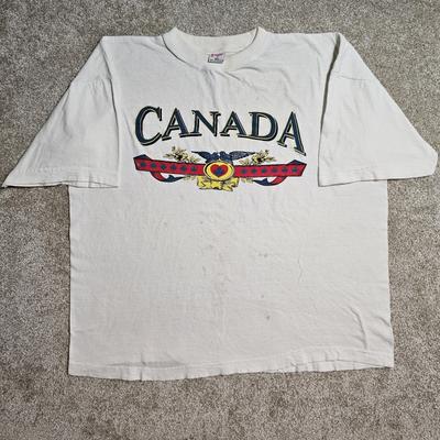 Vtg 90er Kanada Spellout Souvenir T-Shirt Herren XL Tourist Dadcore Kastenförmig Abgetragen