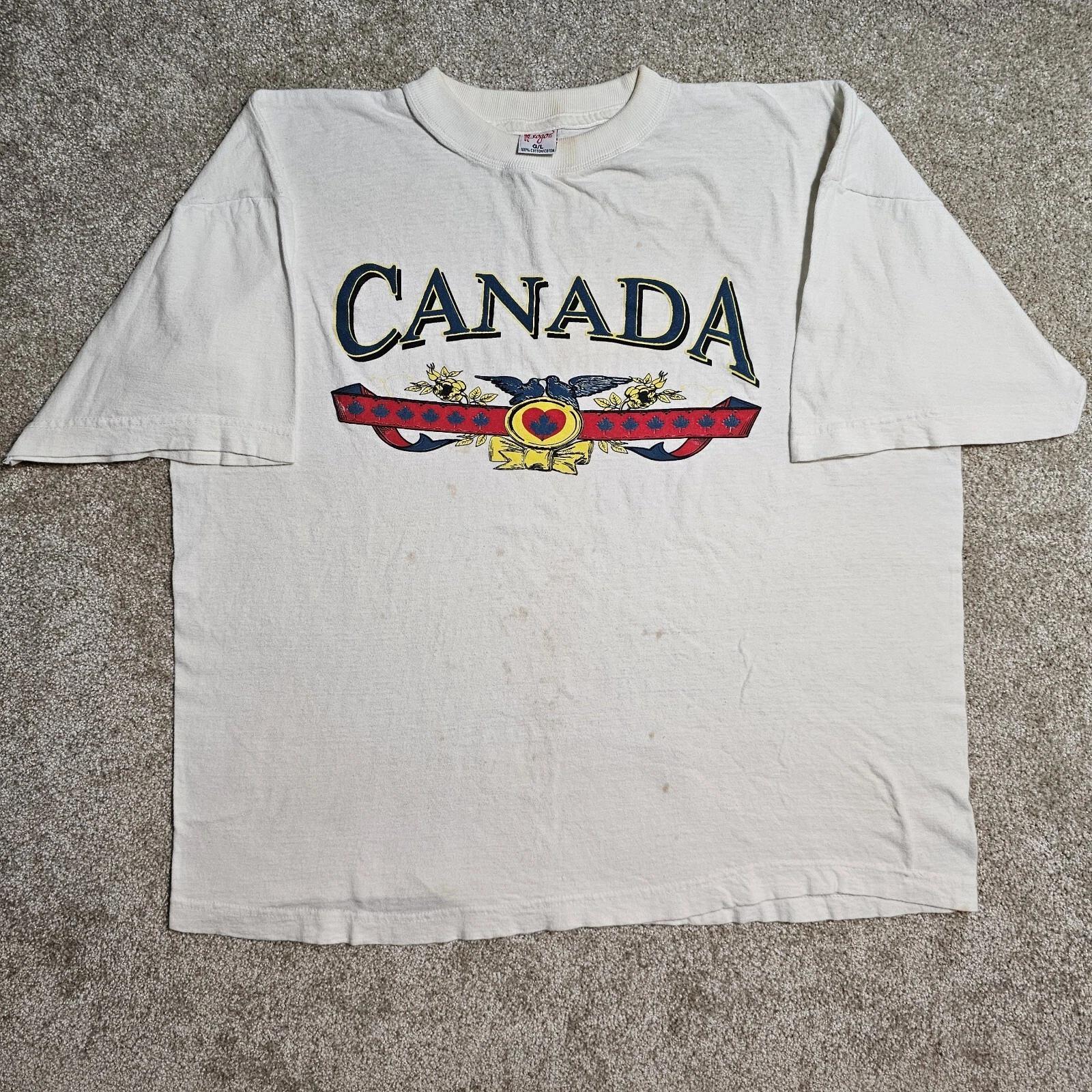 Vtg 90s Canada Spellout Souvenir T-shirt Mens XL Tourist Dadcore Boxy Thrashed 3XL