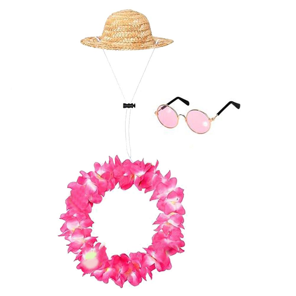 Summer Porch Goose Outfits Decorative Porch Goose Summer Costume Straw Hat and Hawaiian Lei Costume for 23/17in Goose Statue