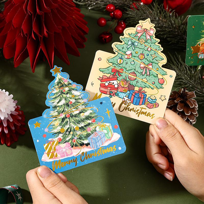 Weihnachten Weihnachtsbaum Bronzierte Grußkarte Florist Backgeschenke Kleine Karte Nachrichtenkarten