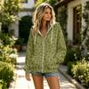 Damen Casual karierte Kapuzenjacke mit langen Ärmeln, Taschen und