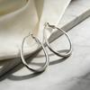 Silver Water Drop Hoop Earrings with Pure Silver Needle – Women's High-End Hong Kong Style