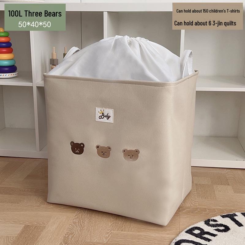 Large-Capacity Cartoon Fabric Storage Box for Toys & Clothes - Dustproof & Portable Wardrobe Organizer