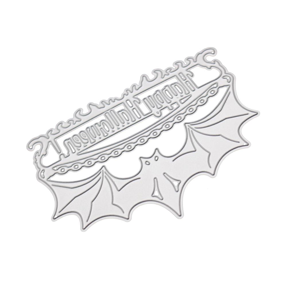 Happy Halloween Bat Frame Metal Silvery Stencil Embossing Cutting Dies For Diy Scrapbooking Paper Album Cards Making