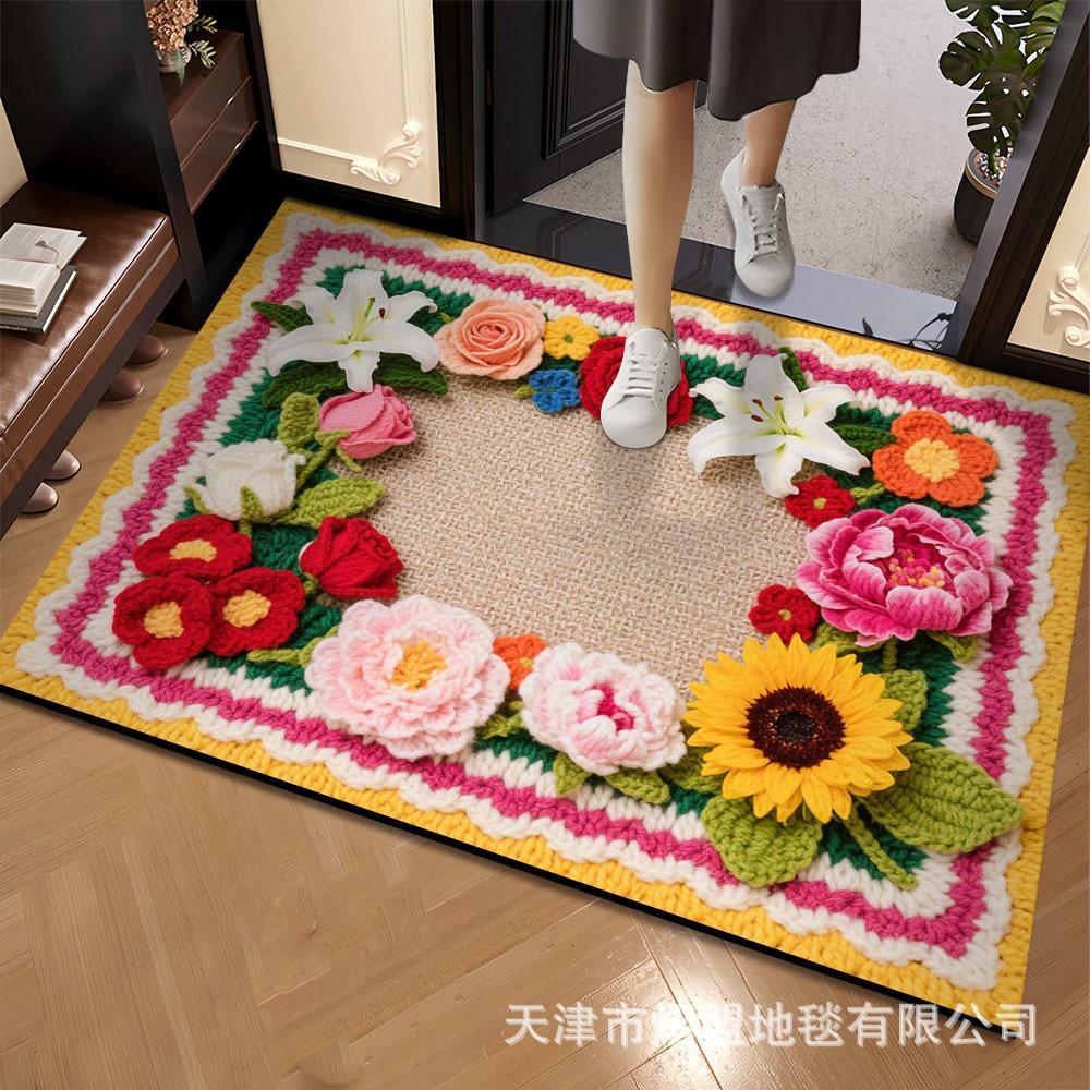 3D Flower Carpet Irregular Flower Shaped Water Absorbing Quick Drying Floor Mat Dirt Resistant and Wear-resistant Foot Mat