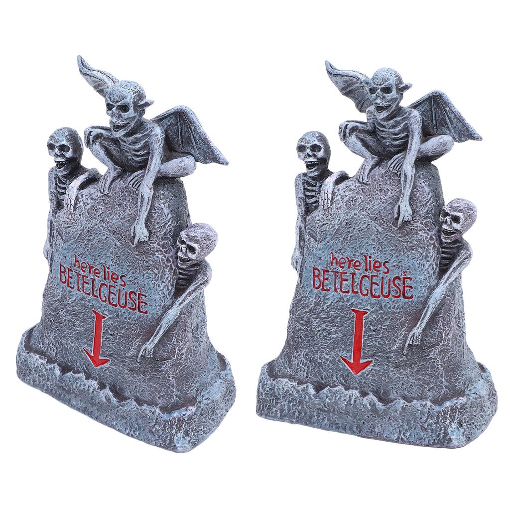 Tischplatte Grabstein Dekoration Harz Beleuchtet Gruselig Miniatur Geist Schädel Friedhof Grabstein