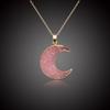 Exquisite Moon Shape Stone Female Link Chain Pendant Necklace With Drusy Charm