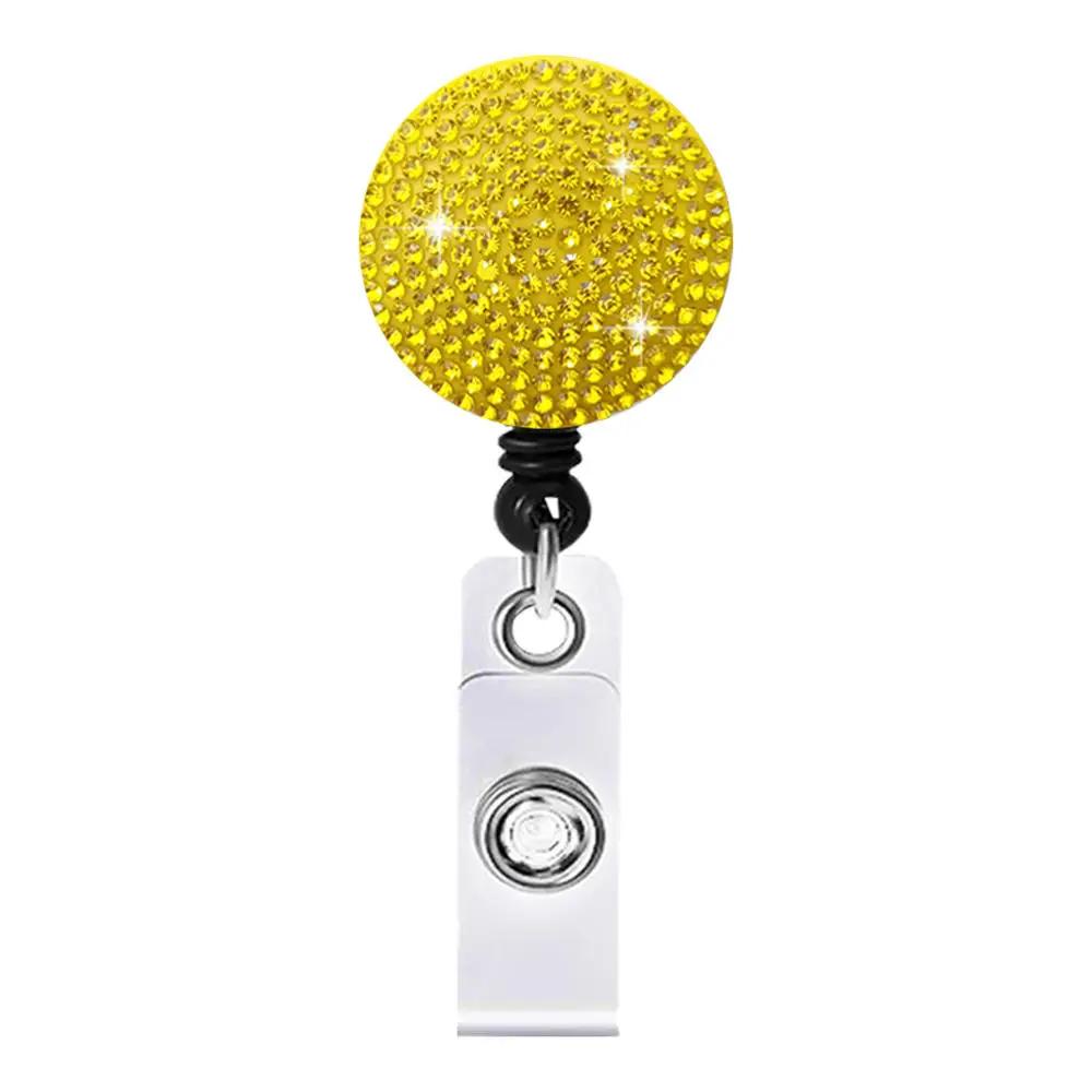 Color Crystal Retractable Keychain Shinny Rhinestones Badge Reel Id Lanyard Name Tag Card Holder Badge Holder Key Chain Badge