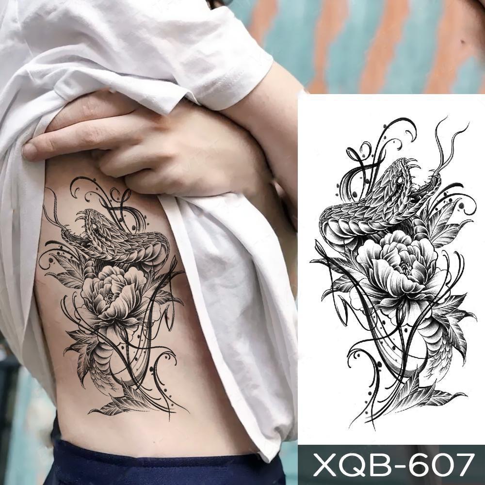 1 STÜCK 210*114 MM Coyote Katze Löwe Meerjungfrau Temporäre Tattoos Für Männer Frauen Schwarz Mond Schlange Schwert Tattoos Aufkleber Gefälschte Line Art Tattoo