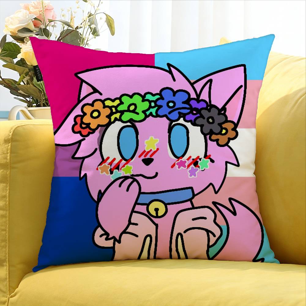 For Gay Lgbt Lesbian Boykisser Cat Various Sizes Square Pillow Case For Car Home Bedchamber Decor