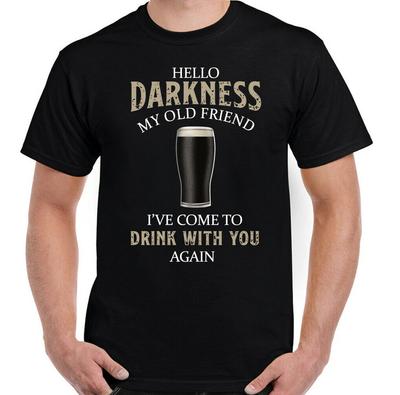 Guiness Hallo Dunkelheit Mein alter Freund Bier Alkohol Grill T-Shirt Bequem und Atmungsaktiv Weich Alltagskleidung Herrenbekleidung T-Shirt