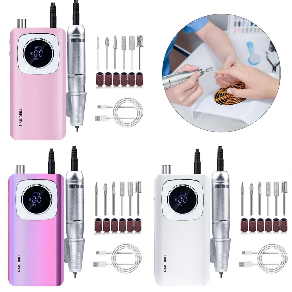 Electric Nail Files Rechargeable Nail Drill 45000RPM Nail Drill Machine for Acrylic and Gel Nails Electric Manicure Set