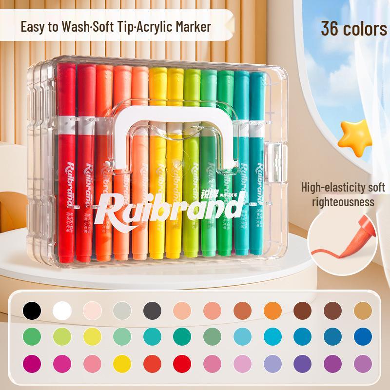 60-Color Washable Acrylic Markers: Watercolor Pens for Children's Art and School Projects