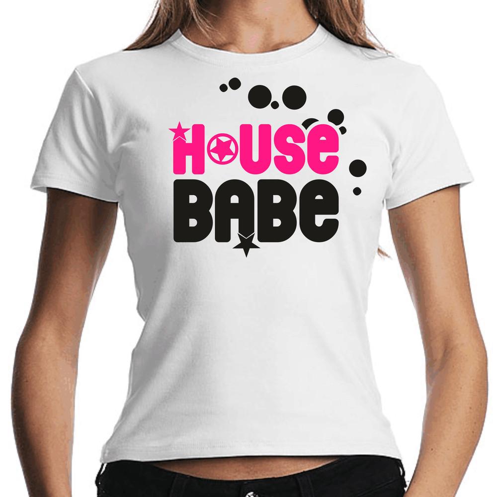 

House Babe Funk Funky Groovy Disco DJ Music Lady Women Ladies Girlie T-Shirt 4XL