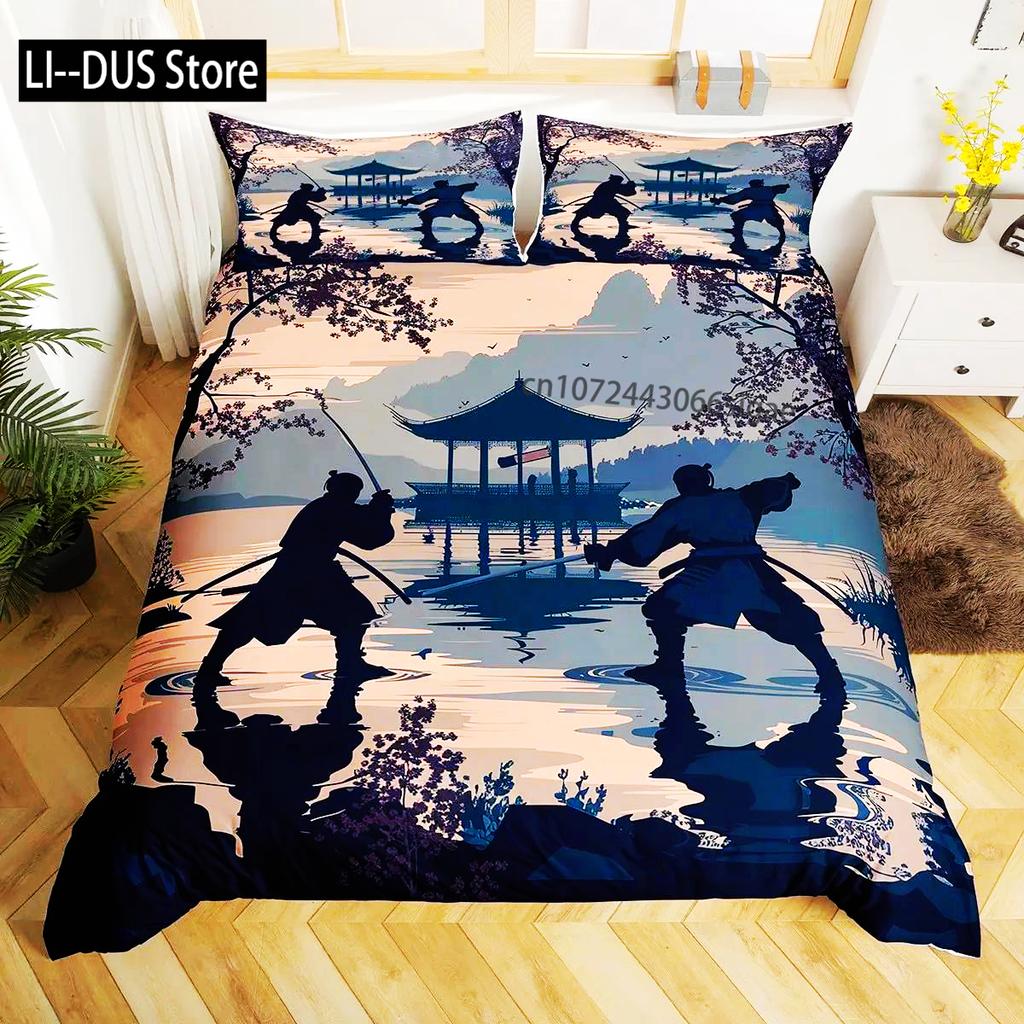 Japanese Landscape Duvet Cover Set For Teens Adults Queen Quilt Covers Lightweight Down 2 Pillowcases 1 Duvet Cover No Comforter