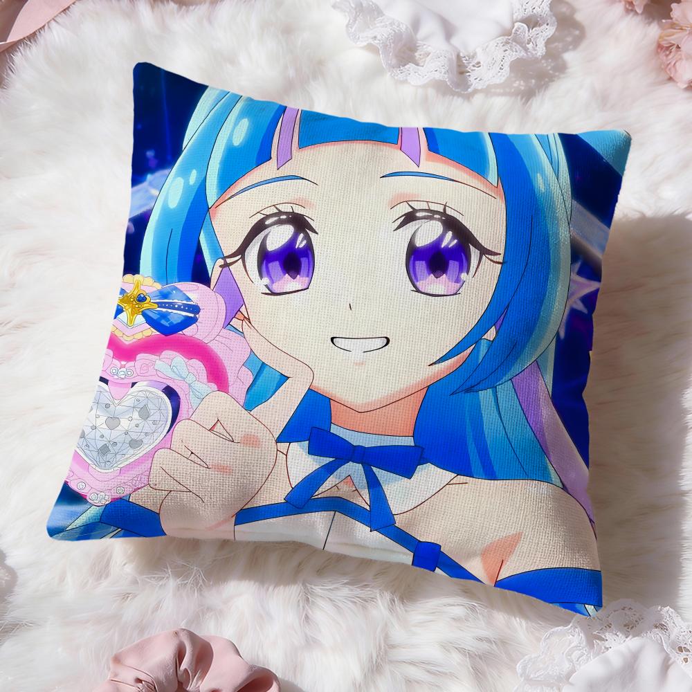 y-You and Idol Pretty Cure Cushion Cover Premium Comfort Reversible Pillow Cove -Two in One Design for Any Room & Car Interior