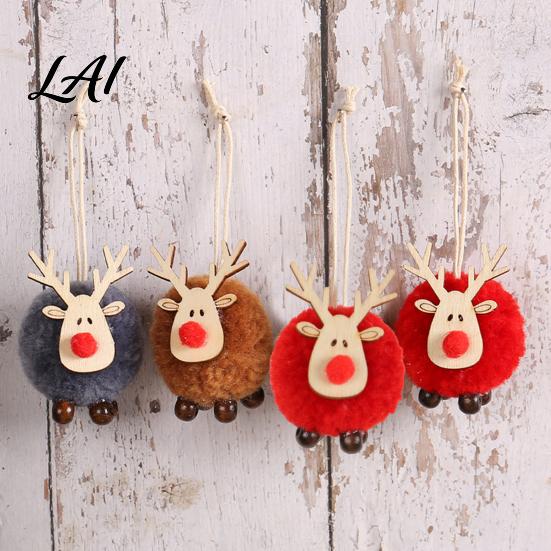 Winter Wonderland Party Supplies Christmas Felt Elk Hanging Ornaments Cute Fuzzy Pom Reindeer Adorable Deer Ornaments for Windows Pendant,