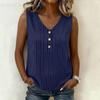 Women Sleeveless Pullover Top Loose Fit V Neck Button Detail Casual Summer Blouse Lightweight Breathable Fabric Comfortable Fit