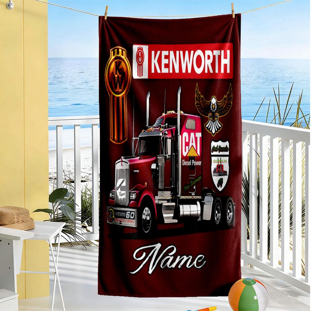 Kenworth Powerhouse Truck Customizable Name Beach Towel Super Soft & Absorbent