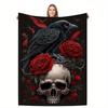 Halloween Ghost Pumpkin Skull Flannel Blanket Throw Blanket Nap Blanket Party Decor Horror Gift Skin Friendly Reversible
