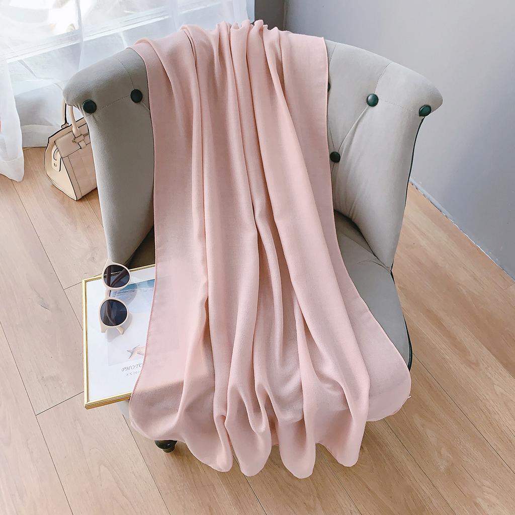 Cotton And Linen Scarf Women'S Literary And Artistic Long Solid Color Shawl Thin Versatile Neck Protection Silk Scarf Air Conditioner Outside The Room