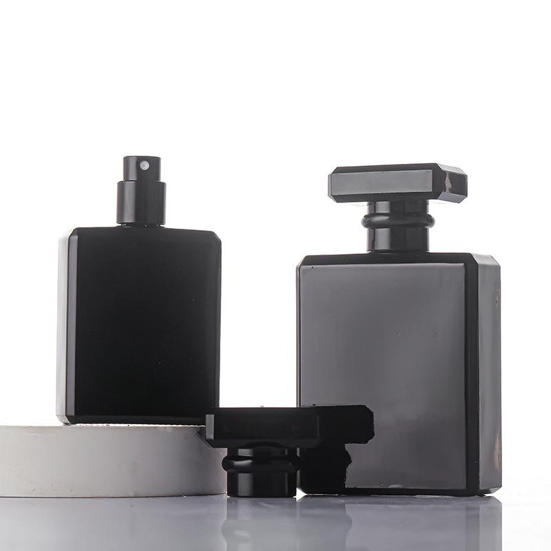 Matte Black Glass Perfume Bottle - Large Capacity, Refillable & Portable for Travel.