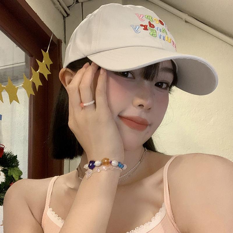 Women'S Baseball Cap Sweet Embroidered Lettering Outdoor Sun Protection Adjustable Baseball Cap