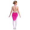 Girls Mock Neck Sleeveless Shiny Rhinestones Color Block Mesh Patchwork Skirted Leotard Lyrical Dance Costume