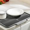 Sloped Draining Tray Heat Resistant Silicone Dish Drying Mat Kitchen Counter Draining Pad Easy to Clean for Bar