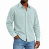 Men's Linen Collared Long Sleeve Shirt for Spring and Fall Casual Daily Wear