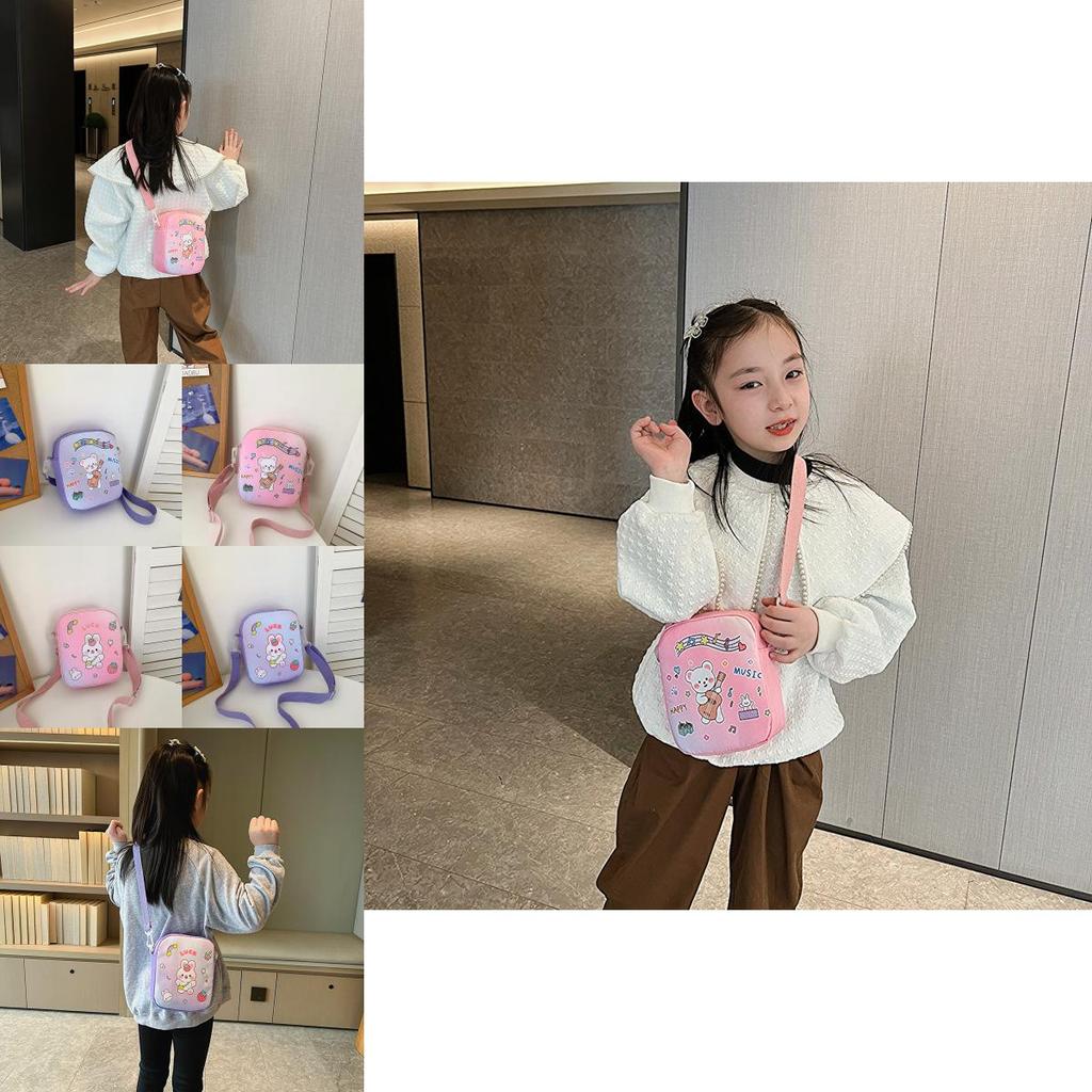 Adorable Rabbit And Bear Canvas Shoulder Bag For Kids Lightweight And Stylish Design