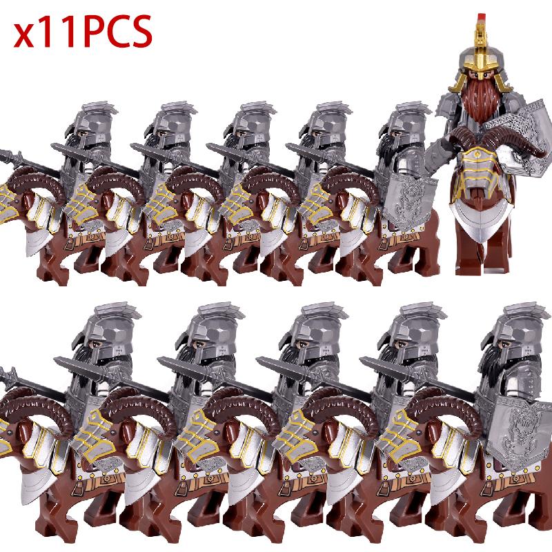 Mittelalterlicher Herr Ritter Zwergenführer Krieger Militärsoldat Figuren Reittier Ziege Schweine & Pferd Figur Baustein Spielzeug für Kinder