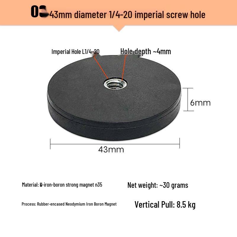 

Strong Magnetic Gimbal Car Mount for Sports Cameras with Rubber-Coated Base - GoPro Accessories, 1/4 Thread.