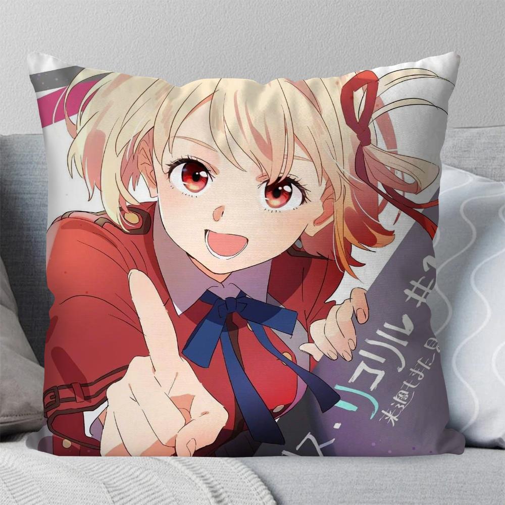 1Pc Chisato Nishikigi Anime Lycoris Recoil Pillow Case Square Pillow Bedroom Sofa Leisurecar Living Room Home Decoration 40X40