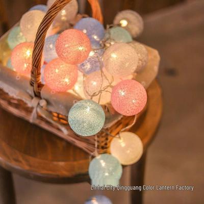 Girlish Macaron LED Cotton Ball Fairy Lights for Room and Camping Decor