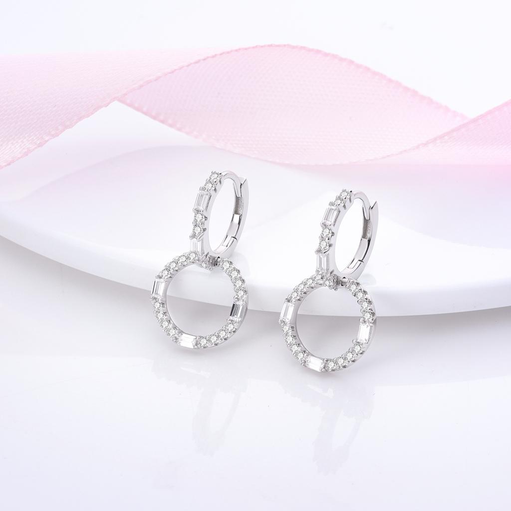 Silver Plated U Round Heart Shape CZ Zircon Earrings Hoop Earrings For Women DIY Making Jewelry Gift