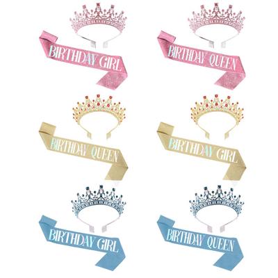 1 Set universelle, langlebige, leichte Geburtstagskrone, Kopfbedeckung, Dekoration mit Schärpe für Party