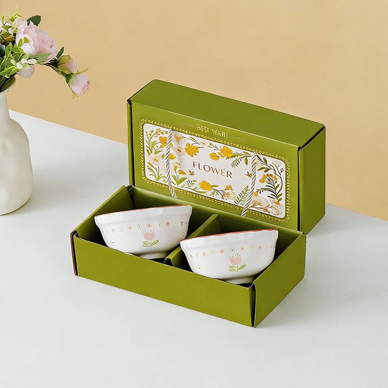 Tulip Ceramic Tableware Set: Includes Bowl, Plate, and Spoon for Housewarming or Wedding Gift.