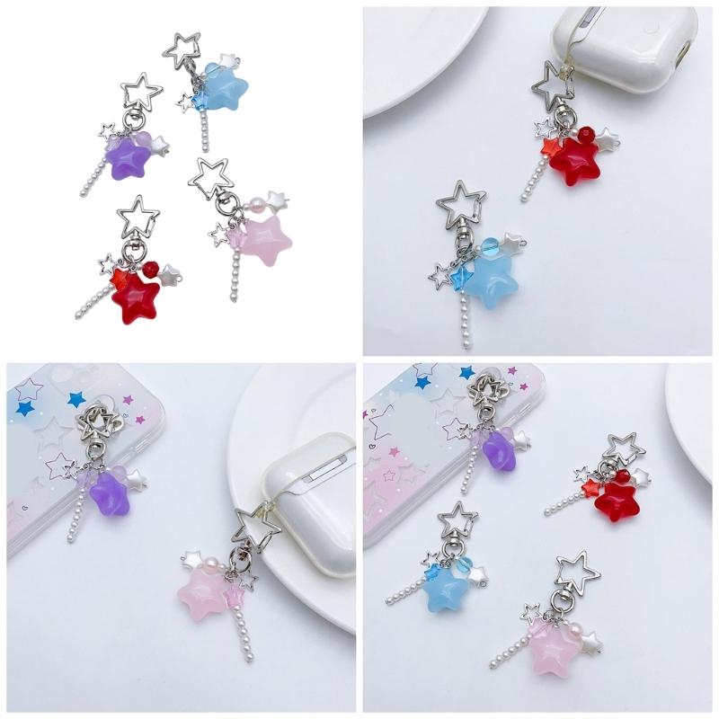 Candy Color Phone Lanyard Jelly Star Pendant Wrist Strap Detachable Phone Chain Keyring Portable Accessory for Women
