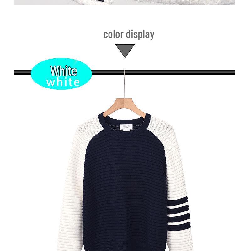 TB BROWIN2025 Herren Pullover im koreanischen Stil mit vier Streifen und Raglanärmeln aus Wolle, Herbst-/Winterkollektion