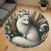 1pc Fox Jungle Round Chair Mat Area Rug - Non-Slip, Floor Mat for Office, Bedroom, and Indoor Decor C1118182