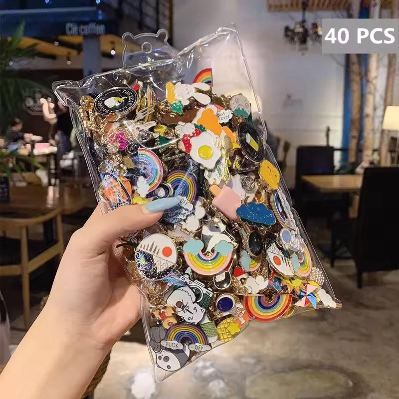 10/20/30/40/50Pcs Enamel Pin Badge Random Cute Animal Plant Metal Brooches Backpack Lapel Badges Women Kid Jewelry Accessories