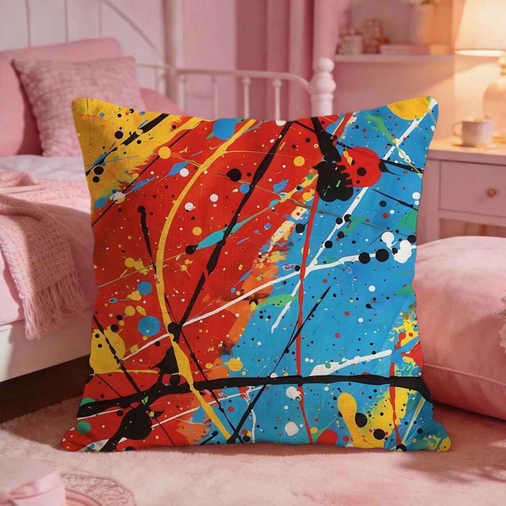 JJackson Pollock Art Cushion Cover Premium Comfort Reversible Pillow Cove Two In One Design For Any Room  Car Interior