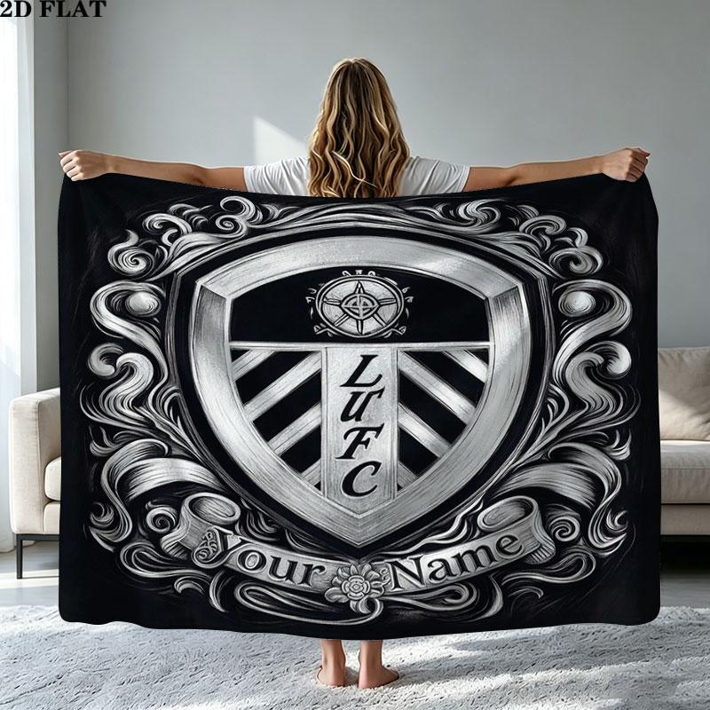 1PC Leeds United Custom Name Patterned Flannel Blanket Suitable For All Seasons for Home Decor Warmth and Comfort Gifts Holiday Present