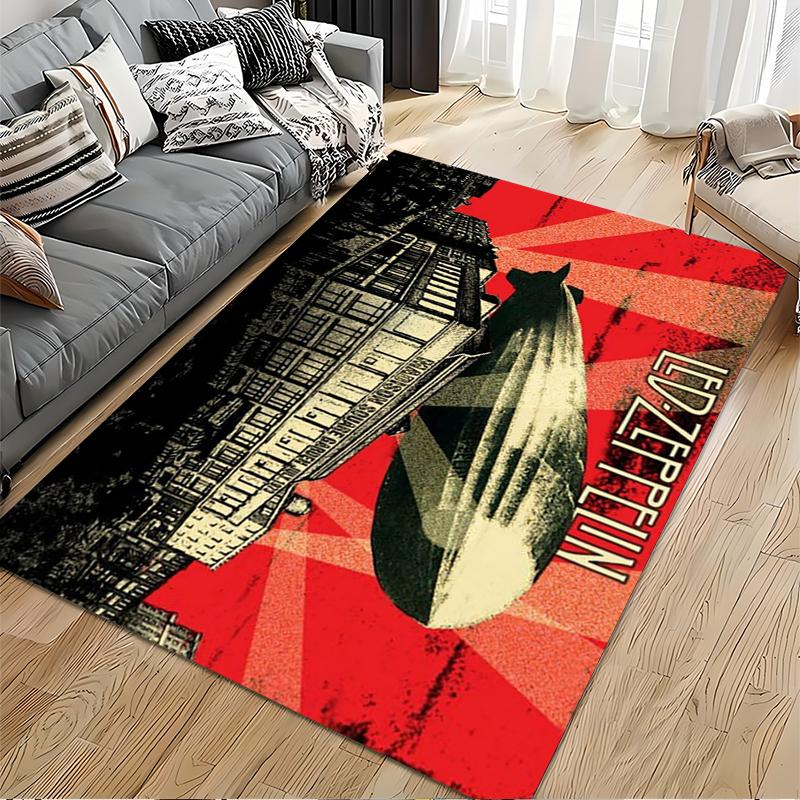 Led Zeppelin Retro Airship Design Rug Non-slip rug suitable for living room and bedroom sofas.